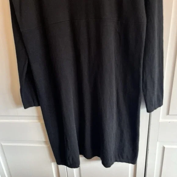 J.JILL PureJill Petite Med Cotton Cashmere Blend Faux Wrap Sweater Dress Black - Picture 4 of 13